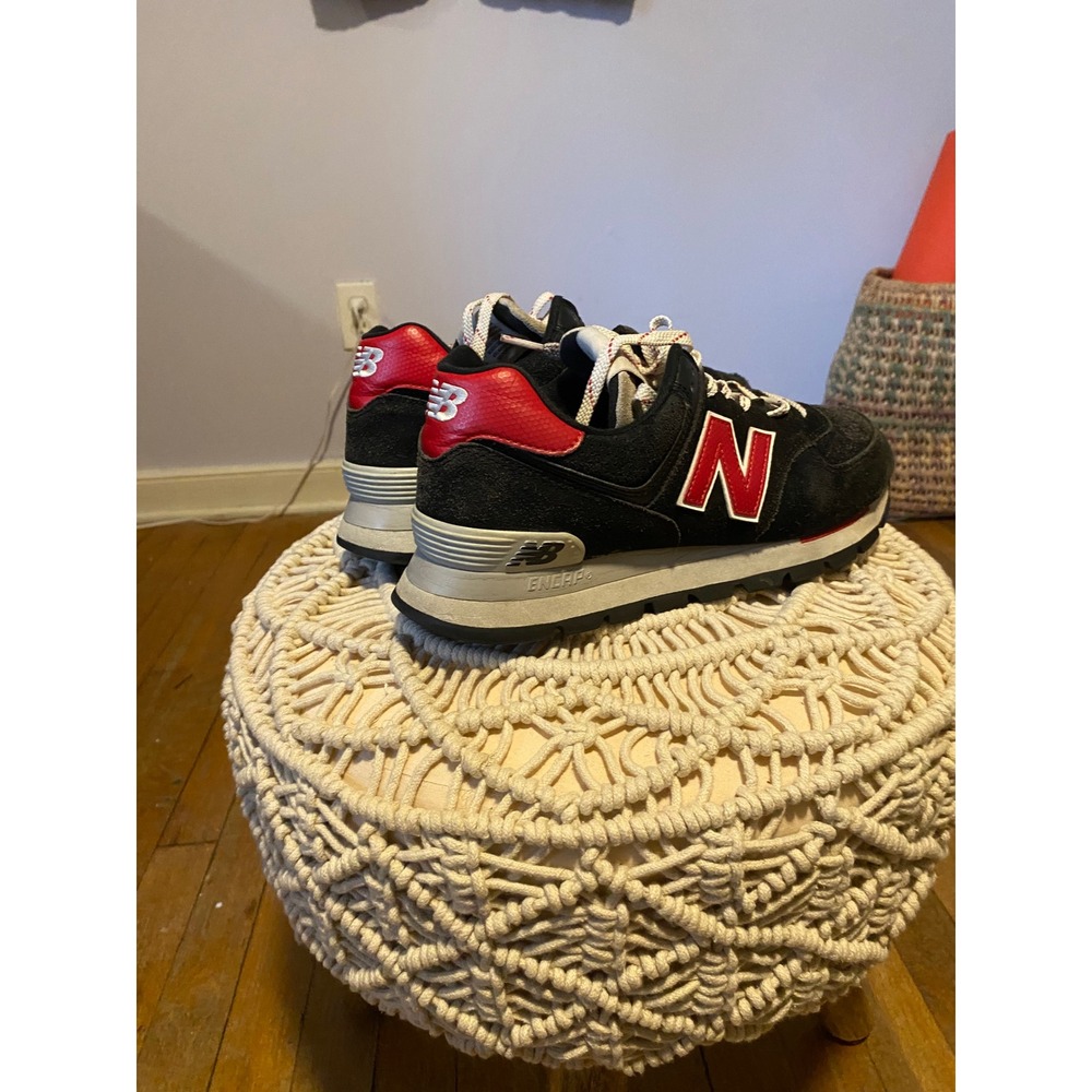 New Balance 574 Sneakers Black Red Suede Low Top ENCAP (Mens 8.5 | Women's 10) - Picture 6 of 12